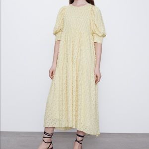 Zara textured yellow dress